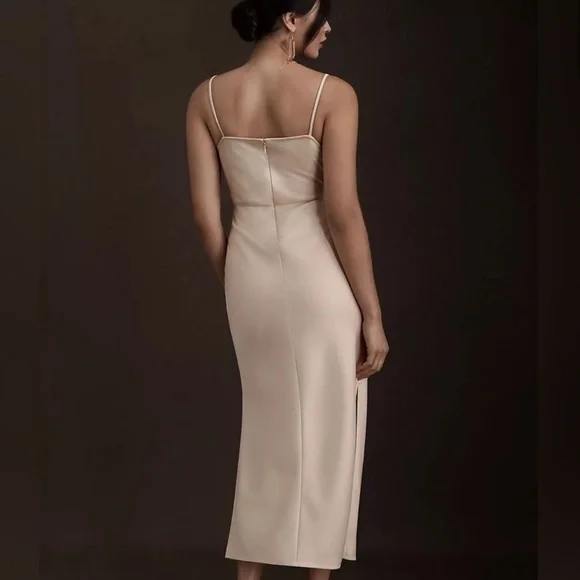 NWT BHLDN Cali Satin Charmeuse Midi Dress in "Oyster" Size 6 - Picture 2 of 13